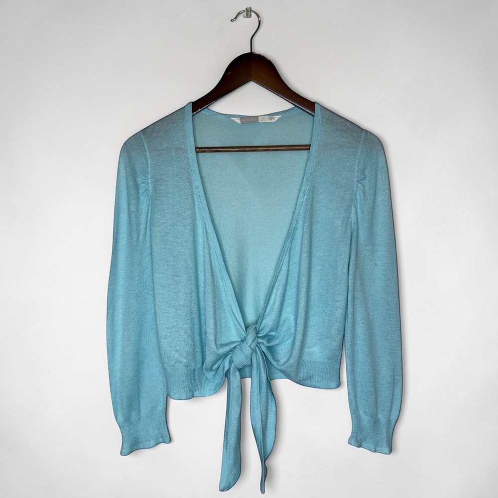 Athleta Wrapsody Tie Front Wrap‎ Cardigan Sweater Blue size Medium